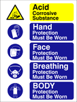 Acid Corrosive with various ppe safety sign (CAU134)