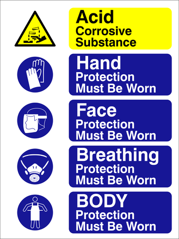 Acid Corrosive with various ppe safety sign (CAU134)