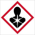 Asbestos warning - red, white and black safety sign (ASB01)