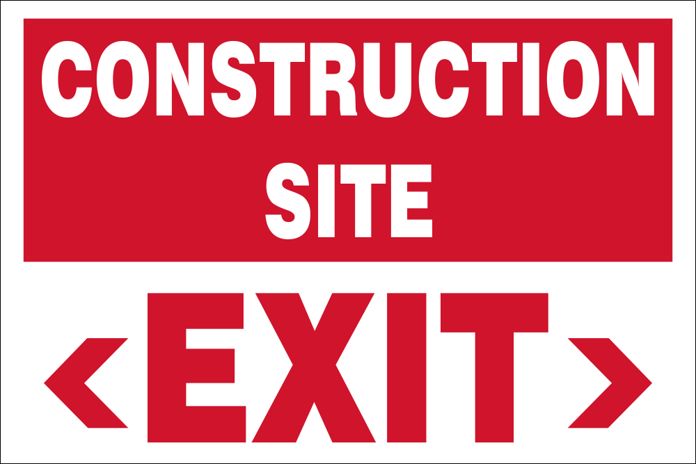 Construction site exit safety sign (C94) | Safety Sign Online