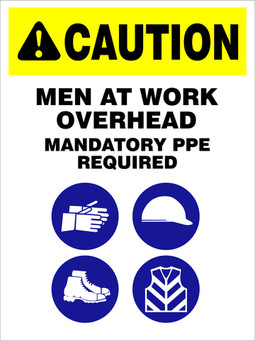 Caution : Men at work overhead safety sign (CAU02)
