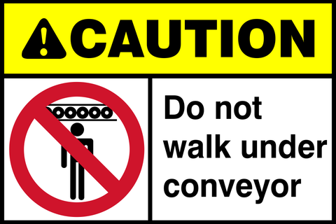 Caution : Do not walk under conveyor belt safety sign (CAU0116)