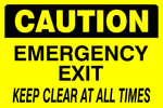 Caution : Emergency exit keep clear at all times safety sign (CAU040)