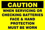 Caution : when servicing or checking batteries safety sign (CAU055)