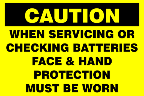 Caution : when servicing or checking batteries safety sign (CAU055)