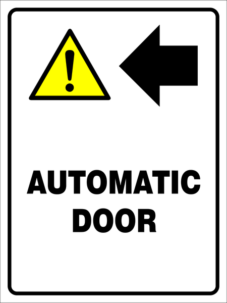 Caution : Automatic door safety sign. (CAU117) | Safety Sign Online