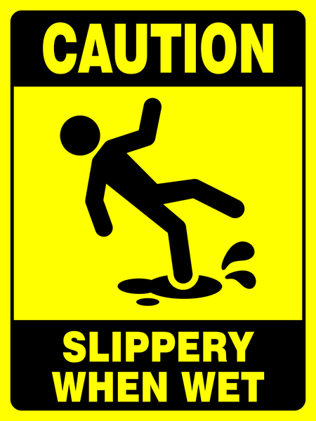 Caution : Slippery when wet Safety sign (CAU128) | Safety Sign Online