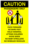 Caution : Escalator rules passengers only safety sign (CAU130)