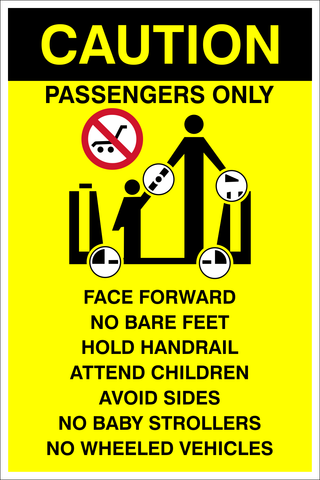 Caution : Escalator rules passengers only safety sign (CAU130)