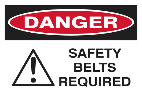 Danger : Safety belts required safety sign (DAN078)