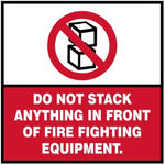 Do not stack anything in front of fire fighting equipment safety sign (DNS04)