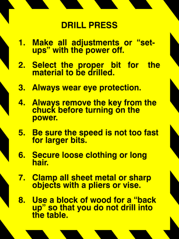 Drill Press Safety sign (DAN113)