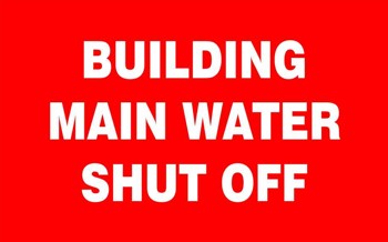 Building main water shut off safety sign (ES16)