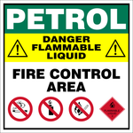 Petrol : Danger Flammable liquid safety sign (FA17)