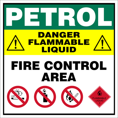 Petrol : Danger Flammable liquid safety sign (FA17)