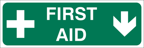 First Aid - Arrow Down safety sign (IN36D) | Safety Sign Online