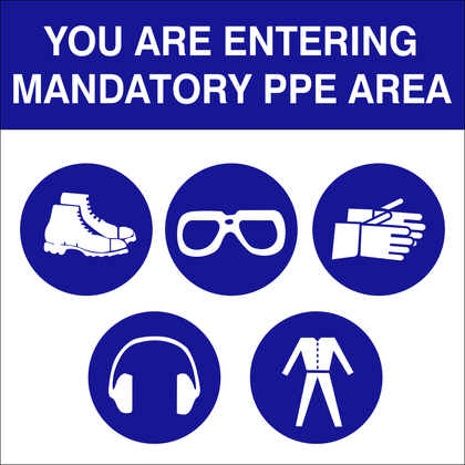 You are entering mandatory PPE area safety sign (M098)