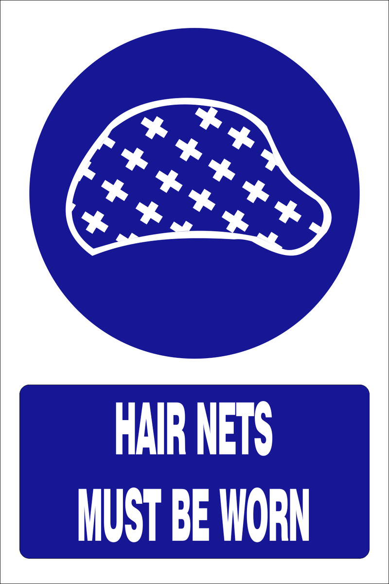 Hair nets must be worn safety sign (MV026 A) | Safety Sign Online