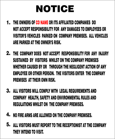 Notice : The owners do not accept liability safety sign (NOT027)