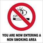 You are now entering a non smoking area. safety sign  (NS4)