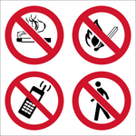 No Smoking, No Open Flames, No Cellphones and No Thoroughfare safety sign (M120)