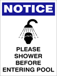 Notice : please shower before entering the pool safety sign (PR05)