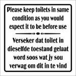 Please keep toilets in same condition safety sign (T1)