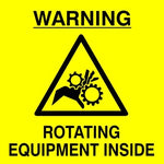 Warning : Rotating equipment inside safety sign (WARN16)