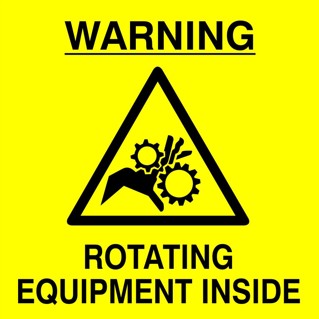 Warning : Rotating equipment inside safety sign (WARN16)