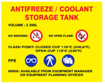 Antifreeze or Coolant Storage Tank safety sticker (MI35)