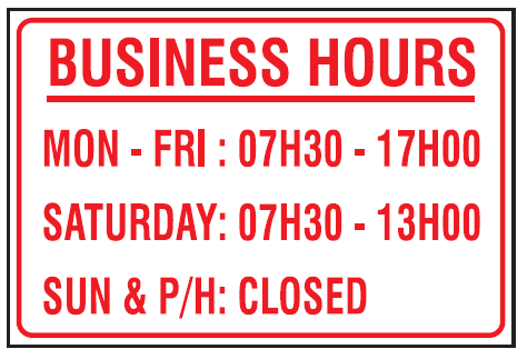 Business hours safety sign (B9) | Safety Sign Online