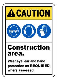 CAUTION Wear Protective Clothing Sign