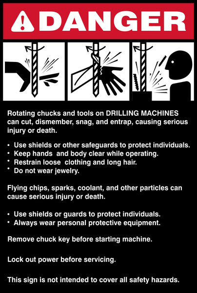 Danger : Rotating Chucks and tools safety sign (M204 C)