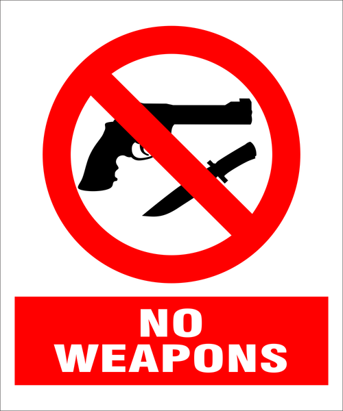 No Weapons allowed safety sign (NWE01) | Safety Sign Online